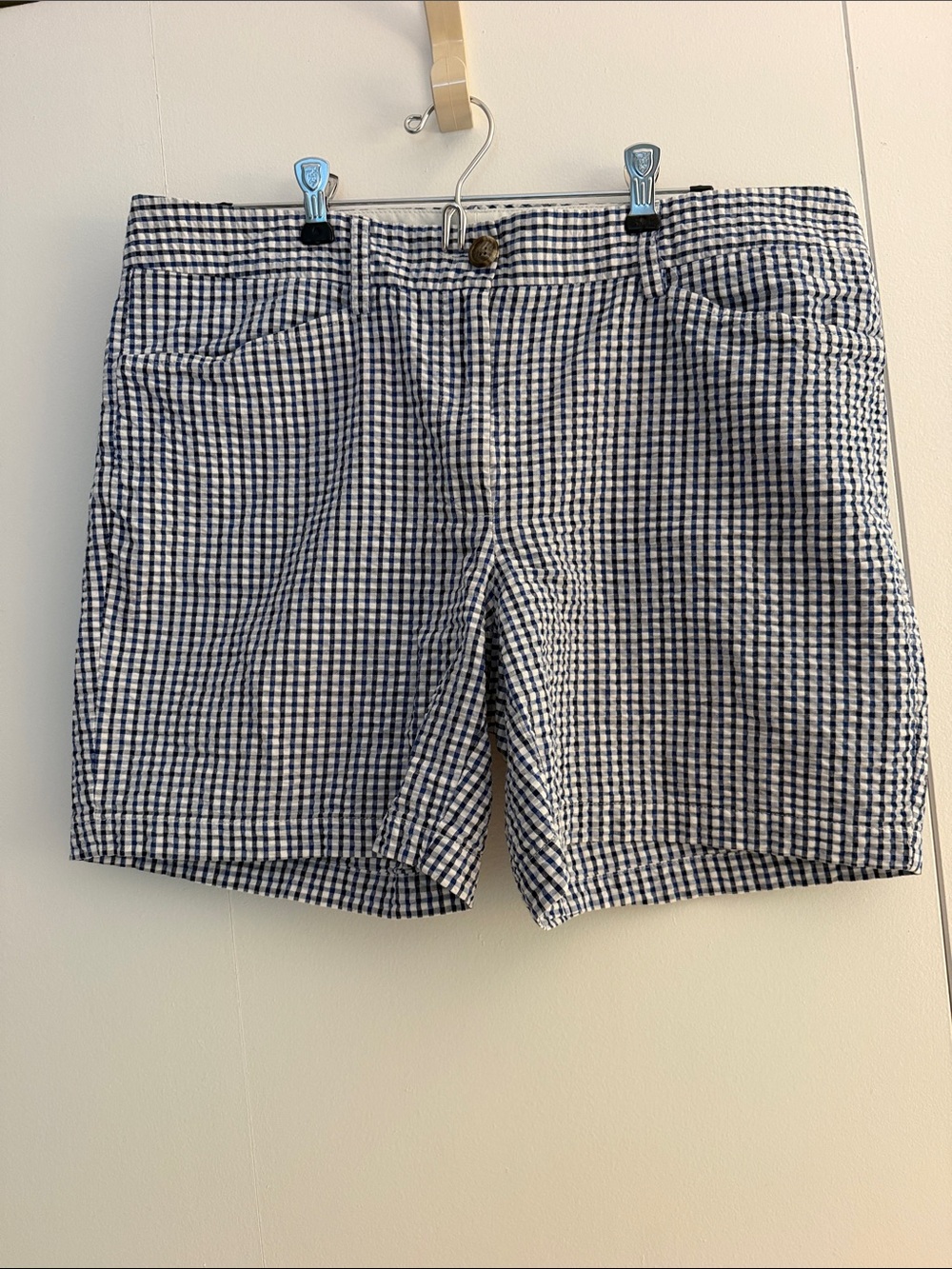 Lands' End Navy, Black and White Gingham Bermuda Shorts